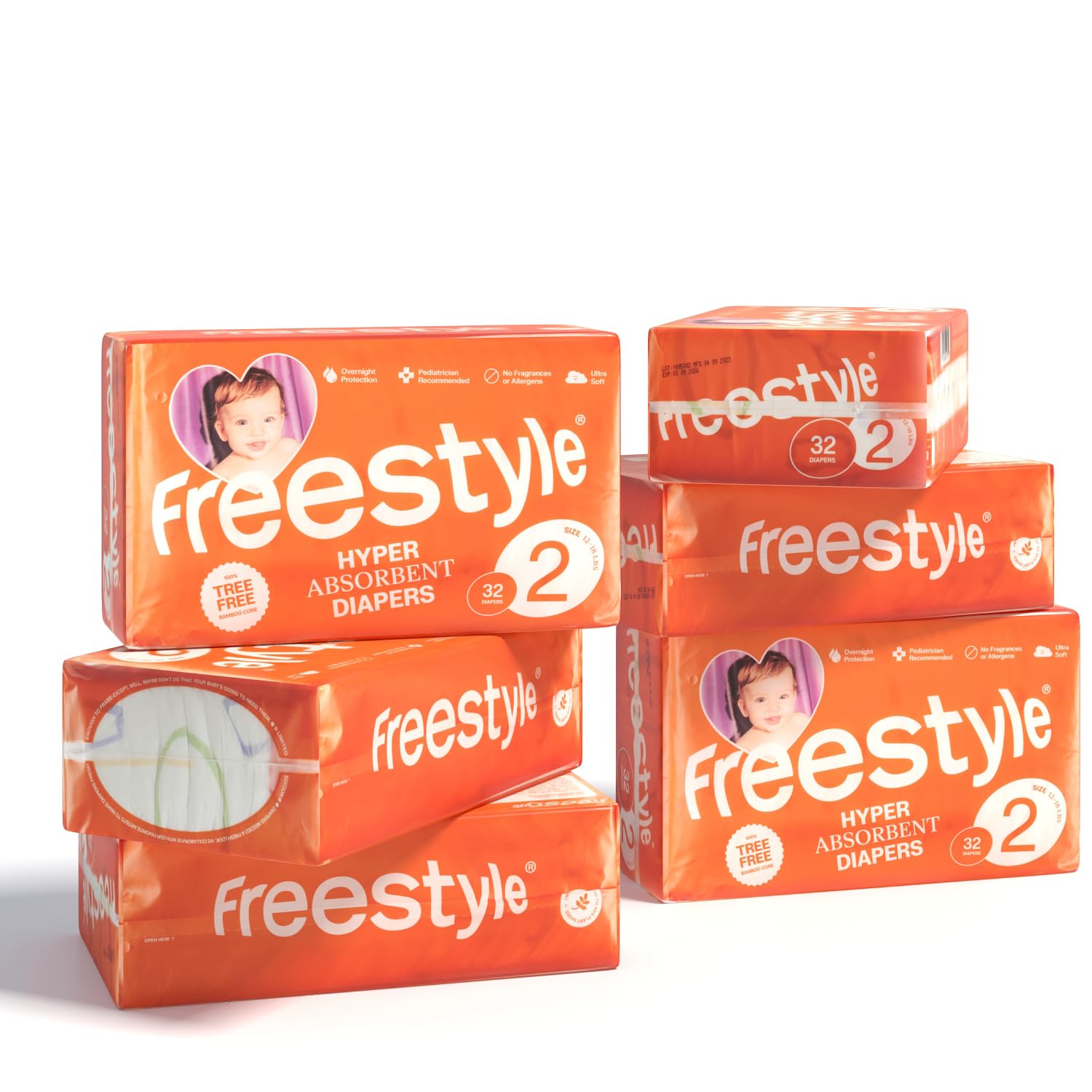 Photo 1 of Freestyle BambooTek Diapers – (Size 2) Hyper Absorbent & Non-Toxic – Disposable Diapers for Sensitive Skin – Ultra Soft Diapers (12-18 lbs) – 192 Count
