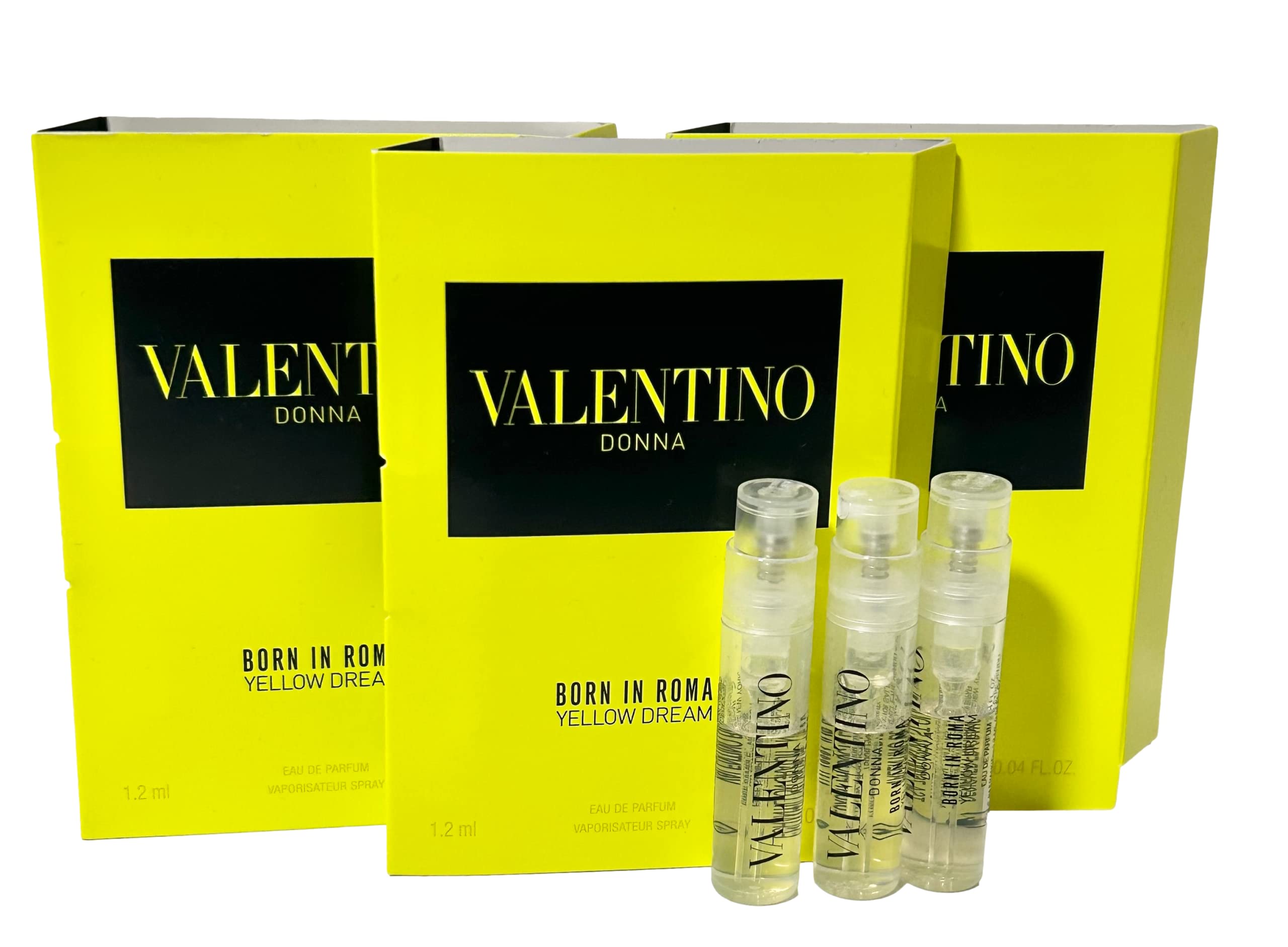 Valentino Donna Born In Roma Yellow Dream Women Sample Perfume Spray Vial 1.2 ml / 0.04 oz - set of 3