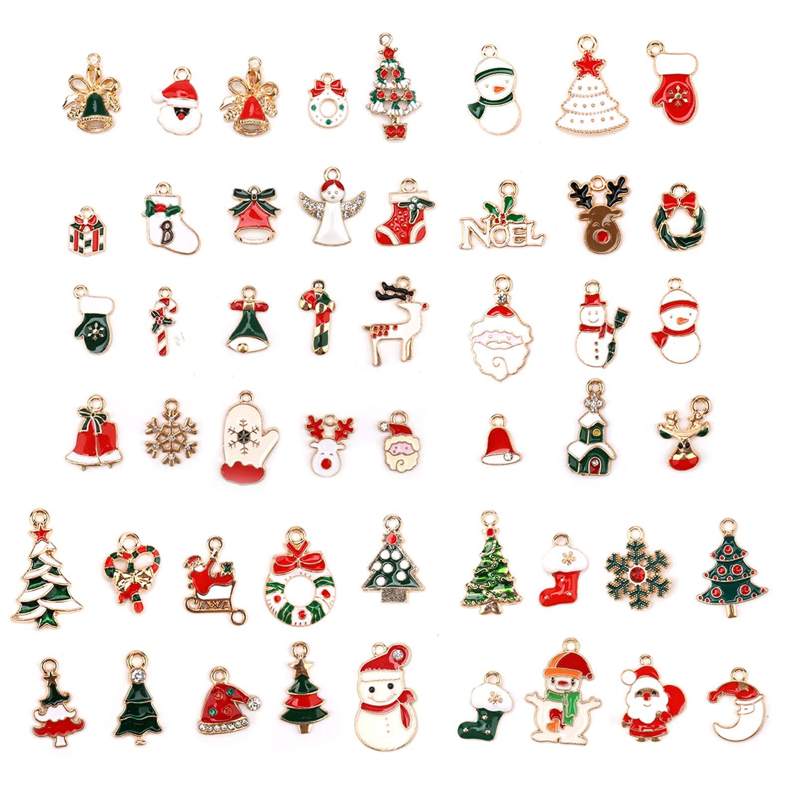 AIEX Christmas Charms Christmas Enamel Charms Bulk Snowman Elk Various Patterns for Jewellery Making Earrings DIY Necklace Bracelet Crafts, Zinc