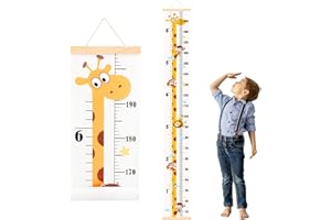 DOOLMIN Baby Height Growth Chart, Canvas Height Measuring Chart for Kids Child Toddler Boys Girls, 79" x 7.9" Hangable and Removable Waterproof Wood Ruler for Wall Room Nursery Décor(Giraffes)