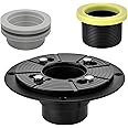 Orhemus 2 inch Shower Drain Base Flange Kit with Rubber Coupler Gasket, Threaded Adjustable Ring Adaptor for No Hub Square Linear Floor Drain Installation