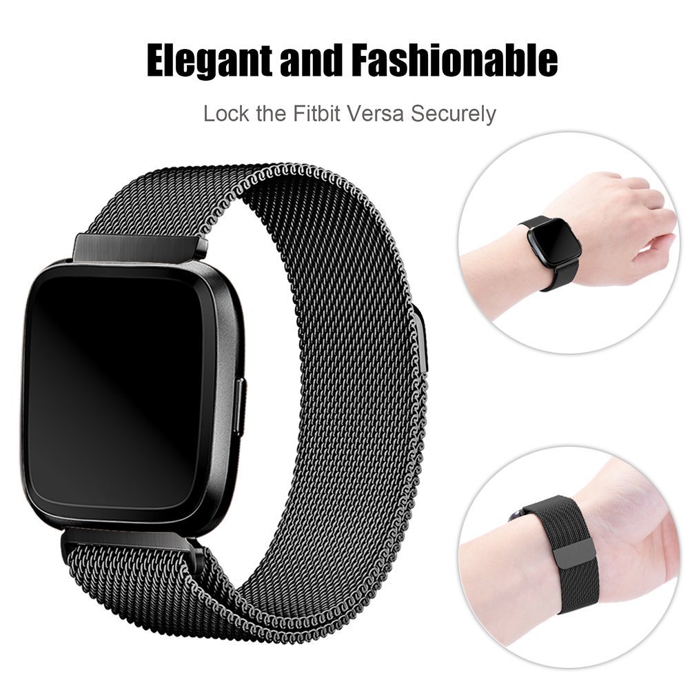 For Fitbit Versa 2 Lite Band Stainless Steel Metal Milanese Loop
