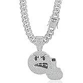 EDINGM Miami Cuban Link Chain for Men, Gold/Silver Plated Diamond Necklace, Iced Out Hip Hop Jewelry Gift