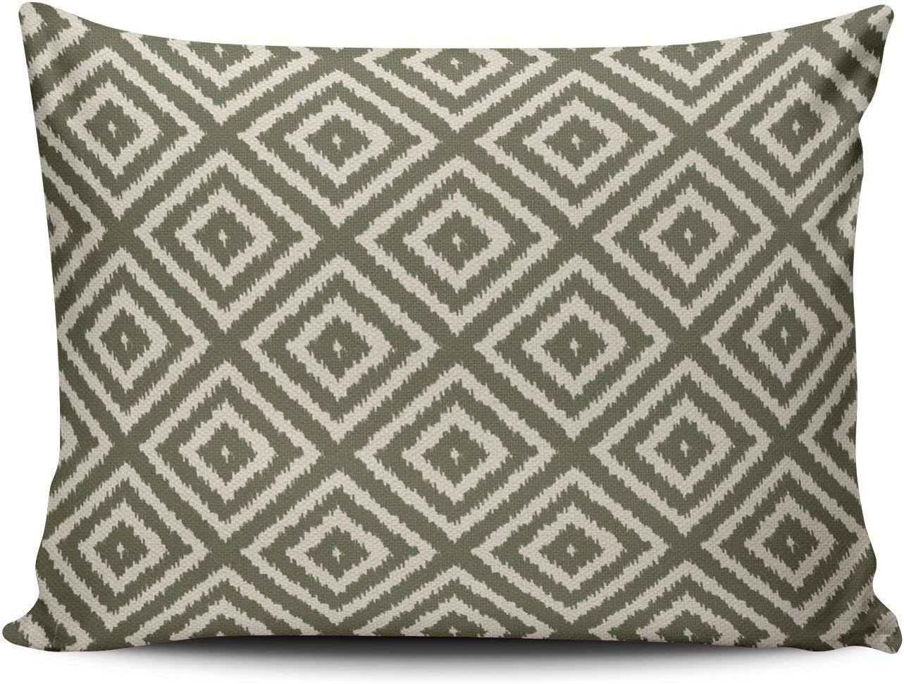 Amazon Com Wulihua Throw Pillow Covers Ikat Diamond Pattern In Olive Green And Cream Boudoir Outdoor Cushion Cover Pillowcase Size 12x16 Inch One Sided Printed Chic Fashion Design Home Kitchen