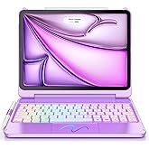 FUWANG Touch for iPad Air 11 inch Air 5th 4th Generation Case with Keyboard - Only Support 180 Flip Keyboard with Multi-Touch Trackpad, 7-Color Backlight Keyboard for iPad Air 11 inch M3/M2, Purple