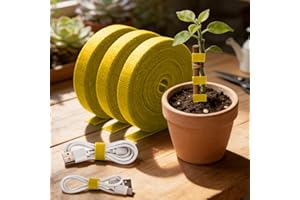 3 Rolls Reusable Plant Tie Tape Roll, Hook and Loop Garden Ties for Plants, Cable Twine Self Adhesive Plant Fastener Tape for