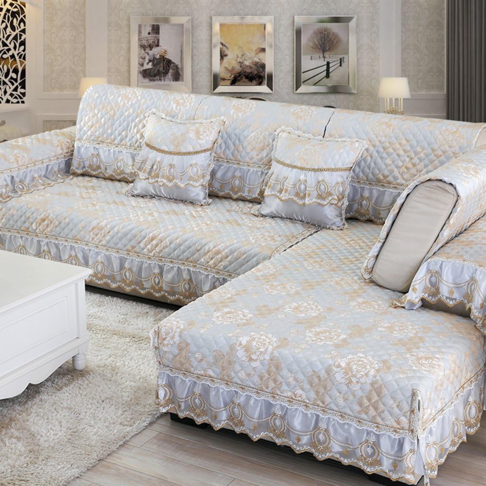 HDVHXVHJWCXHXF European-Style Sofa Cushions/Summer Fabric Sofa Cushions/Combined Sofa A Full Set of/Sofa Cover Towel/Simple and Modern Non-Slip Sofa Cushions-D 90x240cm(35x94inch)