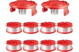 Chway 10 Pcs CMZST0653 Weed Eater Strings Compatible with Craftsman Weed Eater CMCST900, CMESTA900, CMESTE920, CMCST98020, 8 Pcs 0.065’’ Spools, 2 Pcs CMZST120SC Caps and 2 Pcs Springs