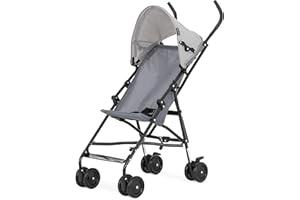Dream On Me Aero Travel Umbrella Stroller, One-Hand Quick Fold, 3-Point Safety Harness, Dual Brakes, Adjustable Removable Canopy, Lightweight Compact & Space-Saving for Infants and Toddlers – Grey