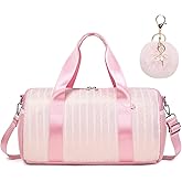 Dance Bag for Girls Dancers Ballet Bag Shiny Glitter Sports Gym Duffle for Little Girls Ballerina Duffel with Shoulder Strap and Furball Keychain
