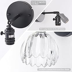 Shenmoyl Vintage Wall Sconce with Transparent Tulip