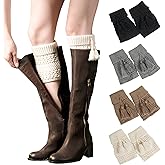 XEPST 4 Pairs Winter Warm Boot Cuffs, Crochet Knitted Boot Cuffs Short Leg Warmers Boot Topper Socks Short Ankle Warmers for Women Girls