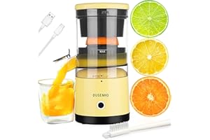 DUSENHO Citrus Juicer Machines Rechargeable - Portable Juicer with USB and Cleaning Brush for Orange, Lemon, Grapefruit