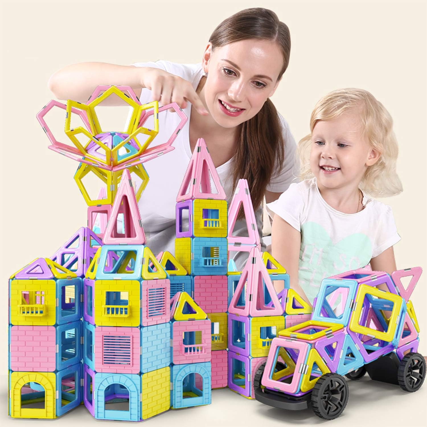 HOMOFY 124PCS Magnetic Building Blocks Magnet Tiles Early Educational & Development Toys for 3 4 5 6 7 Years Old Boys Girls Gifts: Toys & Games