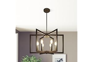 Klgxnrd 6-Light Modern Farmhouse Black Chandeliers for Entryway, Geometric Pendant Lights Kitchen Island, Hanging Industrial Metal Chandelier for Stairway Foyer Hallway Dining Room