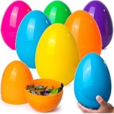 JOYIN 6 Pcs 7" Jumbo Plastic Easter Eggs, Bright Solid 6 Assorted Colors Empty Eggs for Filling Treats Easter Party Favor Hunt Basket Stuffers Fillers Classroom Prize Supplies Toy