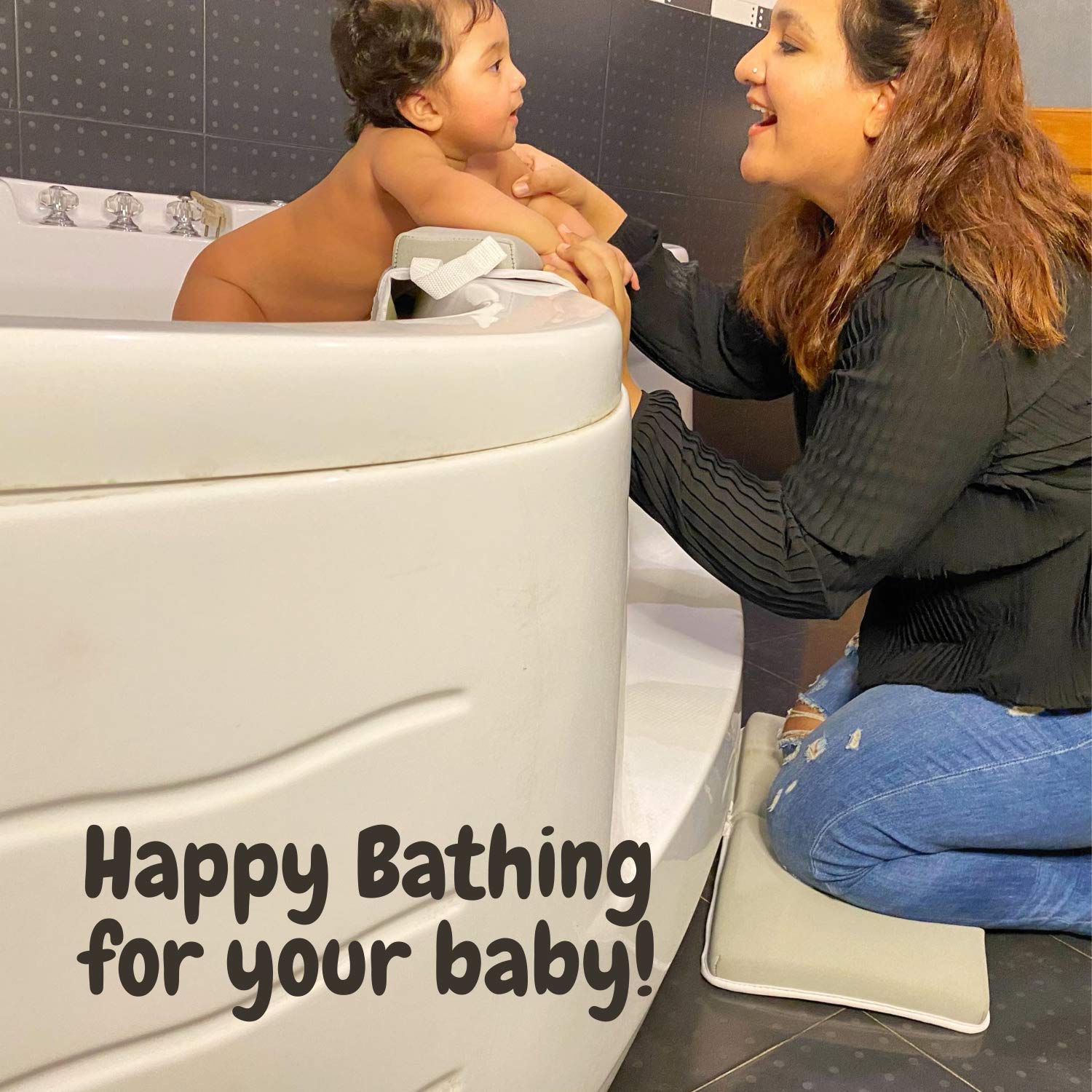 Cuteze Baby Bath Kneeler and Elbow Rest Pad | Kneeling Pad for Baby Bath Tub | Thick Cushion Support for Knee and Elbows | Gray, Unisex : Baby