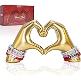 DOVDOV Heart Hand Sculpture, Gold Shelf Decoration Aesthetics for Room Bookshelf Coffee Table Dining Table Centerpiece, Birthday Gift and Memorial Gift for Women, Girlfriend Girls Mom.