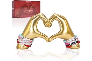 Heart Hand Sculpture, Gold Shelf Decoration Aesthetics for Room Bookshelf Coffee Table Dining Table Centerpiece, Birthday Gif
