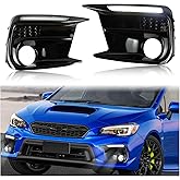 KEEGTBOX Switchback White/Amber LED DRL Front Fog Daytime Running Light Amber Turn Signal Feature Compatible with Subaru WRX/WRX STI 2018-2021 Fog Lamp Bezel Assembly