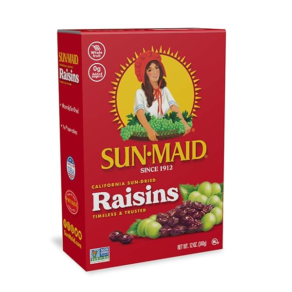 SUN-MAID ORGANIC CALIFORNIA RAISINS SNACK | 12 OUNCE | WHOLE NATURAL DRIED FRUIT | NO ARTIFICIAL FLAVORS | NON-GMO