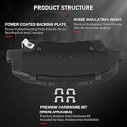 cciyu D1595 Front Semi-Metallic Disc Brake Pads Kit
