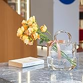 Clear Glass vases, Handbag Shaped Cases Can Hold Flowers or Fish, Suitable for Home and Office Decoration, Birthday Gifts, Bu