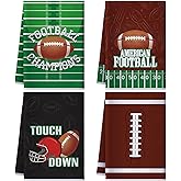 Preboun 4 Pcs Football Kitchen Decorative Towels Football Hand Dish Towels Microfiber Kitchen Towels Absorbent Tea Towel Sport Hand Drying Cloth Towel for Cooking