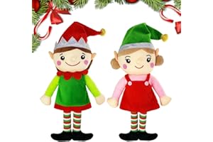 DEARSUN Christmas Clearance! Set of 2pcs, 16“H Christmas Elf Soft Stuffed Santa's Little Helper Adorable Handmade Plush Boy&Girl Elves (Boy & Girl Elves)