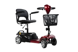 4 Wheel Foldable Electric Mobility Scooter for Adults and Seniors, 265 LBS Capacity, 15 Miles Range, Lightweight Portable Tra