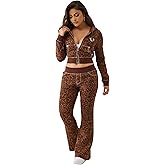 True Religion Women's Big T Crystal Leopard Shrunken Zip Hoodie – Cropped Full-Zip Sweatshirt