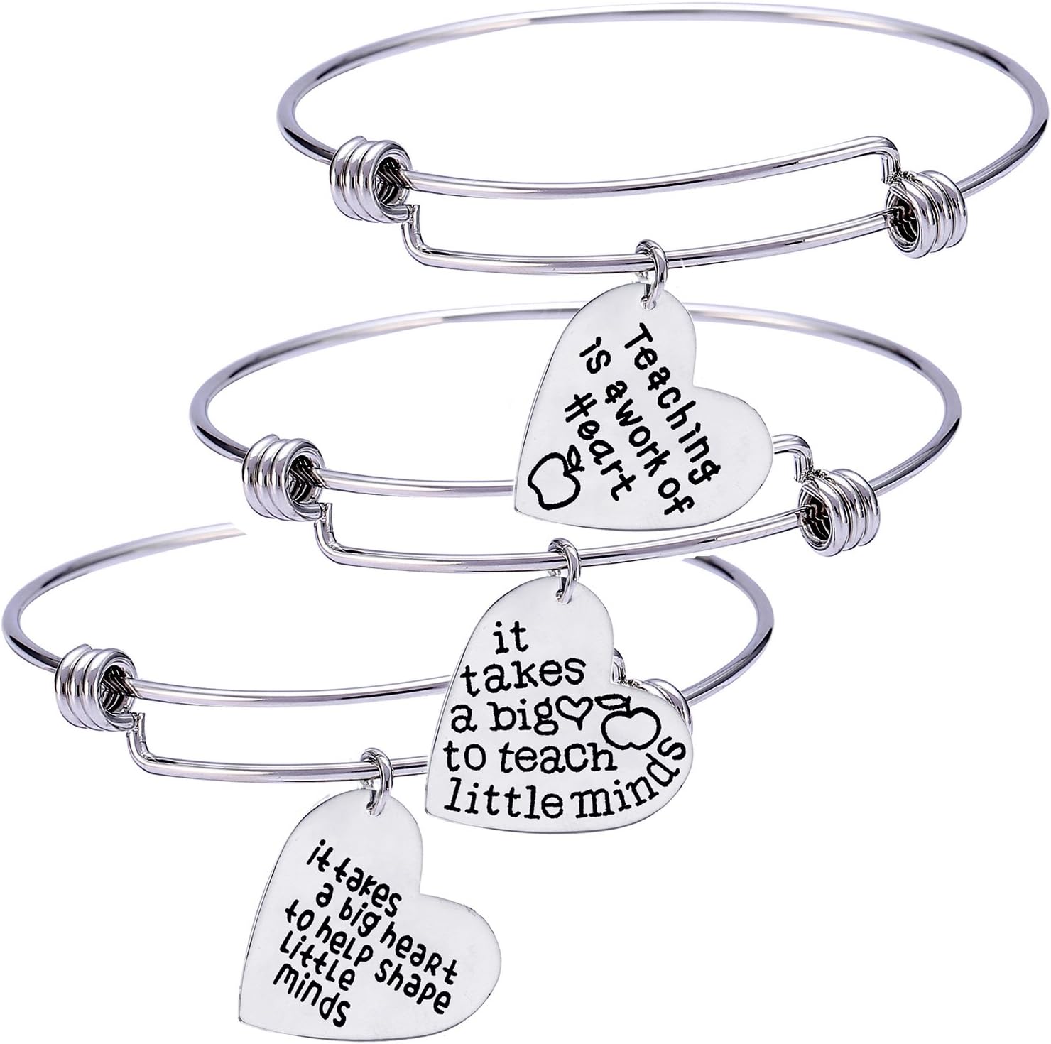 Nzztont Pack of 3 Teacher Bangles Gifts for Teacher Open School Gifts for Teachers Thank You Bangle Bracelets