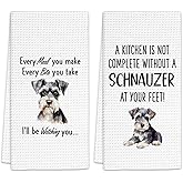 FIicy Miniature Schnauzer Gifts Kitchen Towels - Schnauzer Dog Lover Gifts Dish Towels, Mini SchnauzerGifts Dog Owner Decorative Hand Towels for Kitchen, DogKitchen Decor, Set of 2(16x24 Inch)