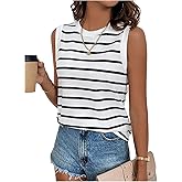 SweatyRocks Women's Striped Tank Tops Crewneck Sleeveless Tank Casual Summer Shirts for Women