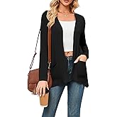 Poplab Womens Casual Lightweight Cardigan with Pocketes Long Sleeve Open Front Cover Ups for Layering Black XL