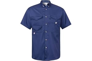 Alimens & Gentle Short Sleeve Fishing Shirt Wicking Fabric Sun Protection Casual Button Down Shirts