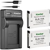 Kastar Battery (X2) &amp; Slim USB Charger for Samsung SLB-10A JVC BN-VH105 and Digimax ES55 ES60 EX2F L100 L110 L210 L310W M100 PL50 PL51 PL55 PL60 PL65 PL70 WB250F WB500 WB700 WB750 WB800F WB850F WB2100