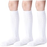 Mini angel Knee High Socks for Girls Seamless Knee Socks Cable Knit Uniform Socks Cotton Long Socks Kids Dress Socks 3 Pack