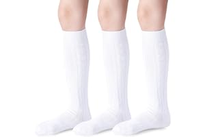 Mini angel Knee High Socks for Girls Seamless Knee Socks Cable Knit Uniform Socks Cotton Long Socks Kids Dress Socks 3 Pack