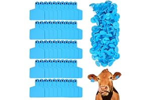 Plastic Cattle Ear Tag, Livestock Ear Tag for Cattle Cow Horse Pig Sheep Goat Farm Animal (Blue, Blank)