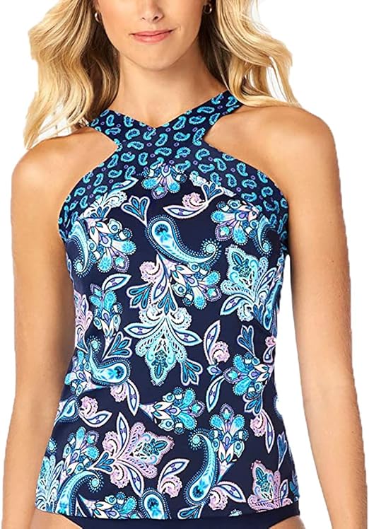 Swim Solutions Printed HighNeck Underwire Tankini Top