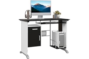 HOMCOM Computer Desk with Keyboard Tray, 39" Gaming Desk with Drawer, Cabinet and CPU Stand, Home Office Table for Bedroom, B