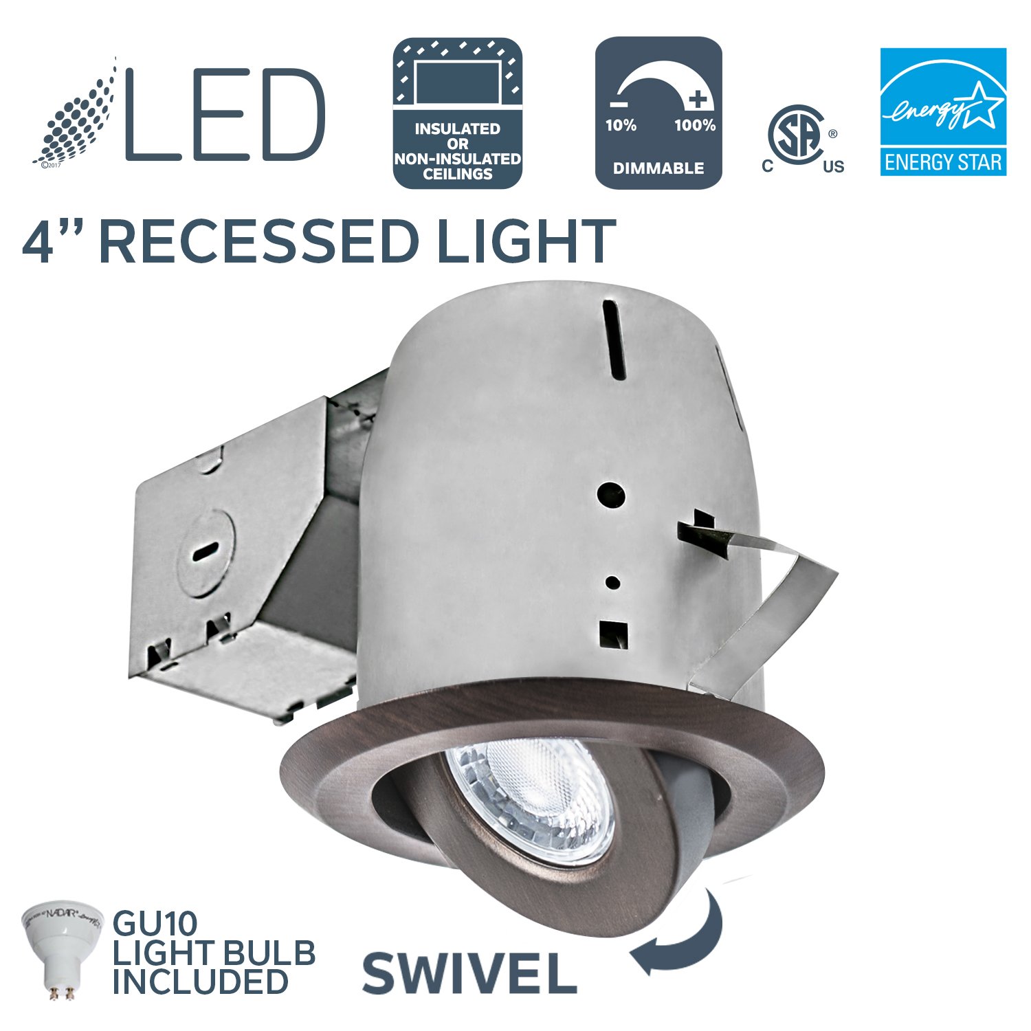 Best 3 Dimmable Downlight Swivel Spotlight Recessed Lighting Kit