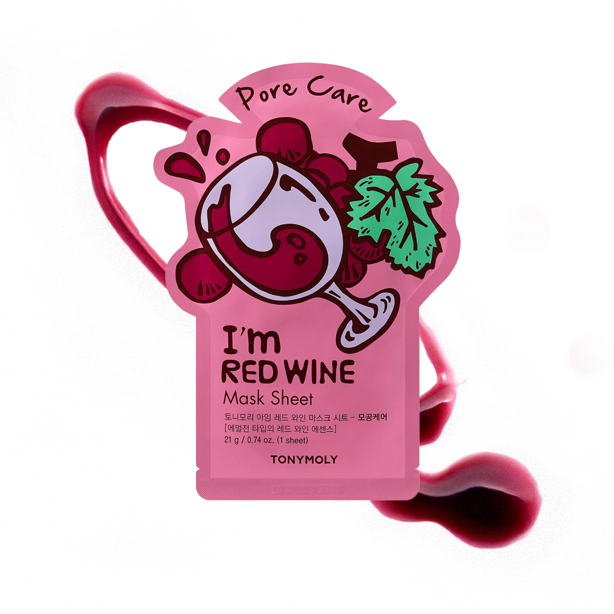 TONYMOLY I'm Red Wine Mask Sheet - Pore Care Premium K-Beauty Skincare, 1 Sheet