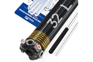 YoToolGDS Left Hand Wind（Black Cone）2" Garage Door Torsion Spring with Non-Slip Winding Bars & Gloves, High Precision Electrophoresis Black Coated, for Replacement, MIN 16,000 Cycles (0.250x2''x32'')