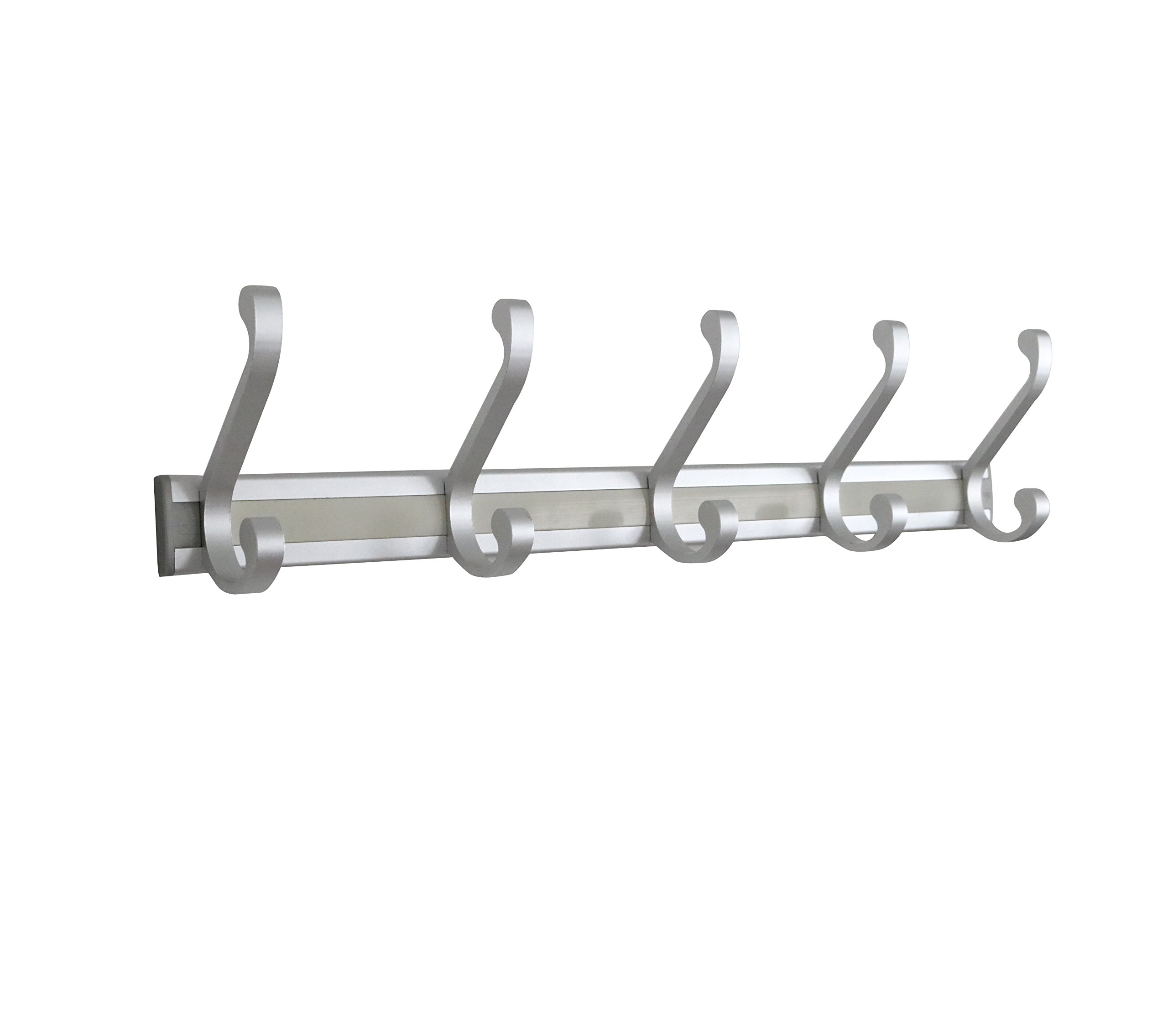 Wall Mounted Coat Hooks And Hat Rack Detached 5 Hooks White Finish Satin Nickel Hooks