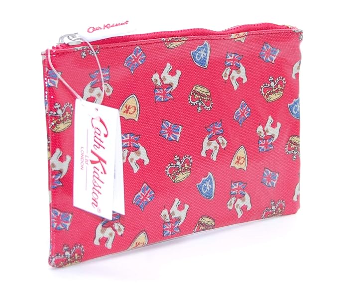 Cath Kidston Zip Wallet Art Brieftasche Geldscheine Tasche royal Stan red rot mit Kronen und Hunden Oilcloth