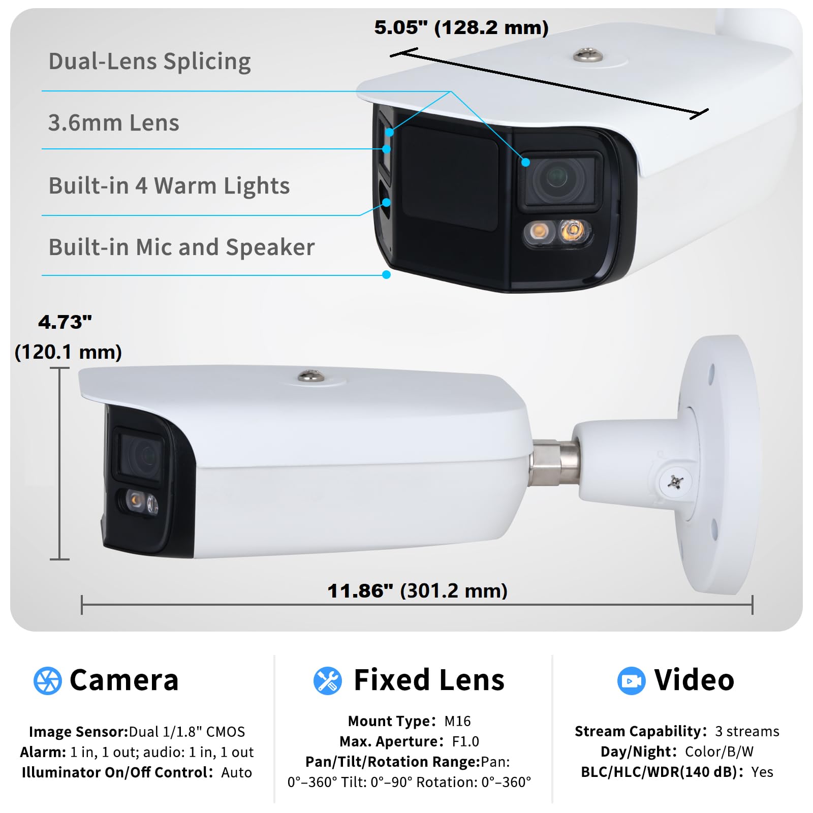 EmpireTech Full-Color 180° Wide Angle 2×4MP Dual 1/1.8