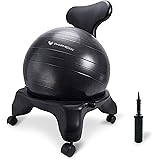 PharMeDoc Balance Ball Chair with Back Support for Home and Office w/Exercise Ball, Pump, Removable Back & Lockable…