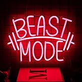 CKTBLEY Beast Mode Neon Signs for Wall Decor Red Letter LED Neon Light Gym Neon Sign Barbell LED Neon Lights Signs Dumbbell Neon Wall Sign for Bedroom Gym Sports Room Fitness Club Decor
